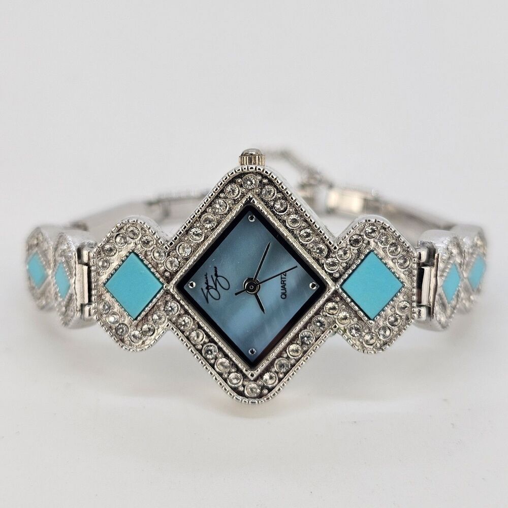 Suzanne Somers Women's Watch 27MM Blue Dial Crytal Bezel Band 5.75" New‎ Battery